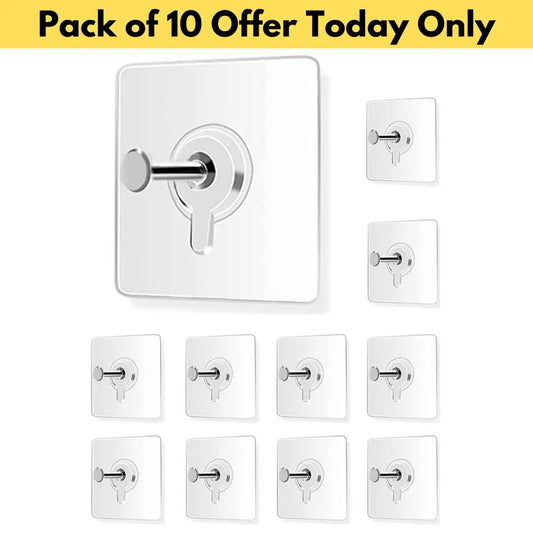 Multipurpose Self Adhesive Wall Hooks (Pack of 10)